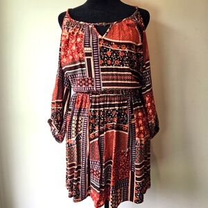 American Eagle Dress Women's Large Cold Shoulder Mini Boho Y2k Fashion